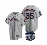 Men's Houston Astros #35 Justin Verlander 2021 Gray World Series Cool Base Stitched Baseball Jersey