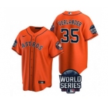 Men's Houston Astros #35 Justin Verlander 2021 Orange World Series Cool Base Stitched Baseball Jersey