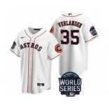 Men's Houston Astros #35 Justin Verlander 2021 White World Series Cool Base Stitched Baseball Jersey