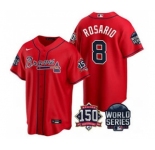 Men's Atlanta Braves #8 Eddie Rosario 2021 Red World Series With 150th Anniversary Patch Cool Base Stitched Jersey