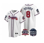 Men's Atlanta Braves #8 Eddie Rosario 2021 White World Series With 150th Anniversary Patch Cool Base Stitched Jersey