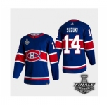 Men's Adidas Canadiens #14 Nick Suzuki Blue Road Authentic 2021 Stanley Cup Jersey