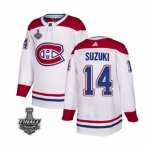 Men's Adidas Canadiens #14 Nick Suzuki White Road Authentic 2021 Stanley Cup Jersey
