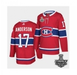 Men's Adidas Canadiens #17 Josh Anderson Red Road Authentic 2021 Stanley Cup Jersey