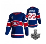 Men's Adidas Canadiens #22 Cole Caufield Blue Road Authentic 2021 Stanley Cup Jersey
