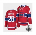 Men's Adidas Canadiens #28 Jon Merrill Red Road Authentic 2021 Stanley Cup Jersey