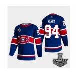 Men's Adidas Canadiens #94 Corey Perry Blue Road Authentic 2021 Stanley Cup Jersey