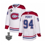 Men's Adidas Canadiens #94 Corey Perry White Road Authentic 2021 Stanley Cup Jersey