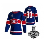 Men's Montreal Canadiens #31 Carey Price 2021 Blue Stanley Cup Final Stitched Hockey Jersey