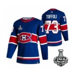 Men's Montreal Canadiens #73 Tyler Toffoli 2021 Blue Stanley Cup Final Stitched Hockey Jersey