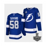 Men's Adidas Lightning #58 David Savard Blue Home Authentic 2021 Stanley Cup Jersey