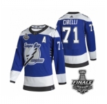 Men's Adidas Lightning #71 Anthony Cirelli Blue Authentic 2021 Stanley Cup Jersey