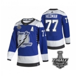 Men's Adidas Lightning #77 Victor Hedman Blue Authentic 2021 Stanley Cup Jersey