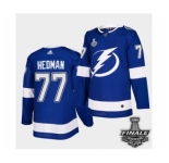 Men's Adidas Lightning #77 Victor Hedman Blue Home Authentic 2021 Stanley Cup Jersey