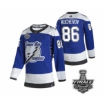 Men's Adidas Lightning #86 Nikita Kucherov Blue Home Authentic 2021 Stanley Cup Jersey