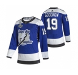 Men's Tampa Bay Lightning #19 Barclay Goodrow 2021 Blue Stanley Cup Champions Reverse Retro Stitched Hockey Jersey