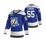 Men's Tampa Bay Lightning #55 Braydon Coburn 2021 Blue Stanley Cup Champions Reverse Retro Stitched Hockey Jersey