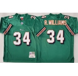 Men's Miami Dolphins #34 Ricky Williams Aqua Throwback Stitched Football Jersey