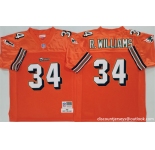 Men's Miami Dolphins #34 Ricky Williams Orange Throwback Stitched Football Jersey