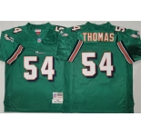 Men's Miami Dolphins #54 Zach Thomas Aqua Throwback Stitched Football Jerse