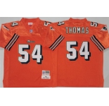 Men's Miami Dolphins #54 Zach Thomas Orange Throwback Stitched Football Jersey