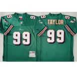 Men's Miami Dolphins #99 Jason Taylor Aqua Throwback Stitched Football Jersey