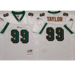 Men's Miami Dolphins #99 Jason Taylor White Throwback Stitched Football Jersey