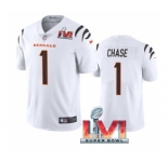 Men's Cincinnati Bengals #1 Ja'Marr Chase White 2022 Super Bowl LVI Vapor Limited Stitched Jersey