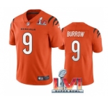 Men's Cincinnati Bengals #9 Joe Burrow Orange 2022 Super Bowl LVI Vapor Limited Stitched Jersey