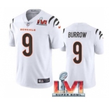 Men's Cincinnati Bengals #9 Joe Burrow White 2022 Super Bowl LVI Vapor Limited Stitched Jersey