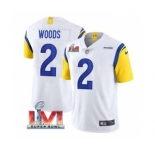 Men's Los Angeles Rams #2 Robert Woods White 2022 Super Bowl LVI Vapor Limited Stitched Jersey