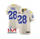Men's Los Angeles Rams #28 Marshall Faulk Bone 2022 Super Bowl LVI Vapor Limited Stitched Jersey