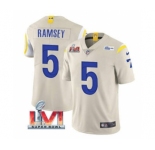 Men's Los Angeles Rams #5 Jalen Ramsey Bone 2022 Super Bowl LVI Vapor Limited Stitched Jersey