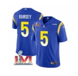 Men's Los Angeles Rams #5 Jalen Ramsey Royal 2022 Super Bowl LVI Vapor Limited Stitched Jersey