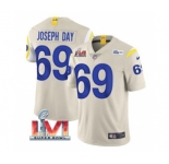 Men's Los Angeles Rams #69 Sebastian Joseph-Day Bone 2022 Super Bowl LVI Vapor Limited Stitched Jersey