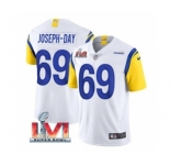 Men's Los Angeles Rams #69 Sebastian Joseph-Day White 2022 Super Bowl LVI Vapor Limited Stitched Jersey