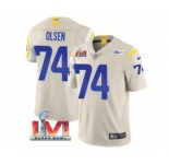 Men's Los Angeles Rams #74 Merlin Olsen Bone 2022 Super Bowl LVI Vapor Limited Stitched Jersey