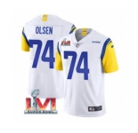 Men's Los Angeles Rams #74 Merlin Olsen White 2022 Super Bowl LVI Vapor Limited Stitched Jersey