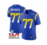 Men's Los Angeles Rams #77 Andrew Whitworth Royal 2022 Super Bowl LVI Vapor Limited Stitched Jersey