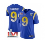 Men's Los Angeles Rams #9 Matthew Stafford 2022 Royal With C Patch Super Bowl LVI Vapor Limited Jersey