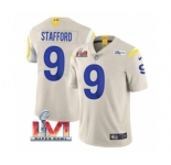 Men's Los Angeles Rams #9 Matthew Stafford Bone 2022 Super Bowl LVI Vapor Limited Stitched Jersey