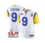 Men's Los Angeles Rams #9 Matthew Stafford White 2022 With C Patch Super Bowl LVI Vapor Limited Jersey