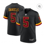 Men's Washington Commanders #5 Jayden Daniels Black Nike Hail Raiser Game Stitched Jersey