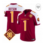 Men Washington Commanders #1 Jahan Dotson Red White F U S E 2024 Limited Stitched Football Jersey