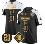 Men Washington Commanders 5 Jayden Daniels Black Gold F U S E 90th 26 Sean Taylor Patch Vapor Limited Stitched Football Jersey