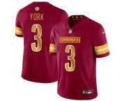 Men's Washington Commanders #3 Cade York Burgundy 2024 Vapor Limited Football Stitched Jersey
