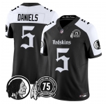 Men's Washington Commanders #5 Jayden Daniels Black White 75TH Patch 2026 F.U.S.E. Hail Raiser Alternate Vapor Limited Stitched Football Jersey