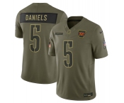 Men's Washington Commanders #5 Jayden Daniels Olive 2025 Salute to Service Limited Football Stitched Jersey