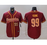 Men's Washington Commanders #99 Chase Young Burgundy With Patch Cool Base Stitched Baseball Jerseys