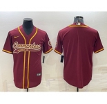 Men's Washington Commanders Blank Burgundy With Patch Cool Base Stitched Baseball Jersey